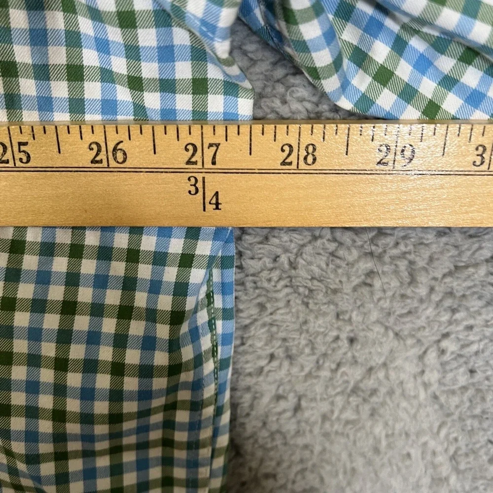 VTG‎ Peter Millar Shirt Men's XXL 2XL Blue/Green Check Plaid Button Up Light